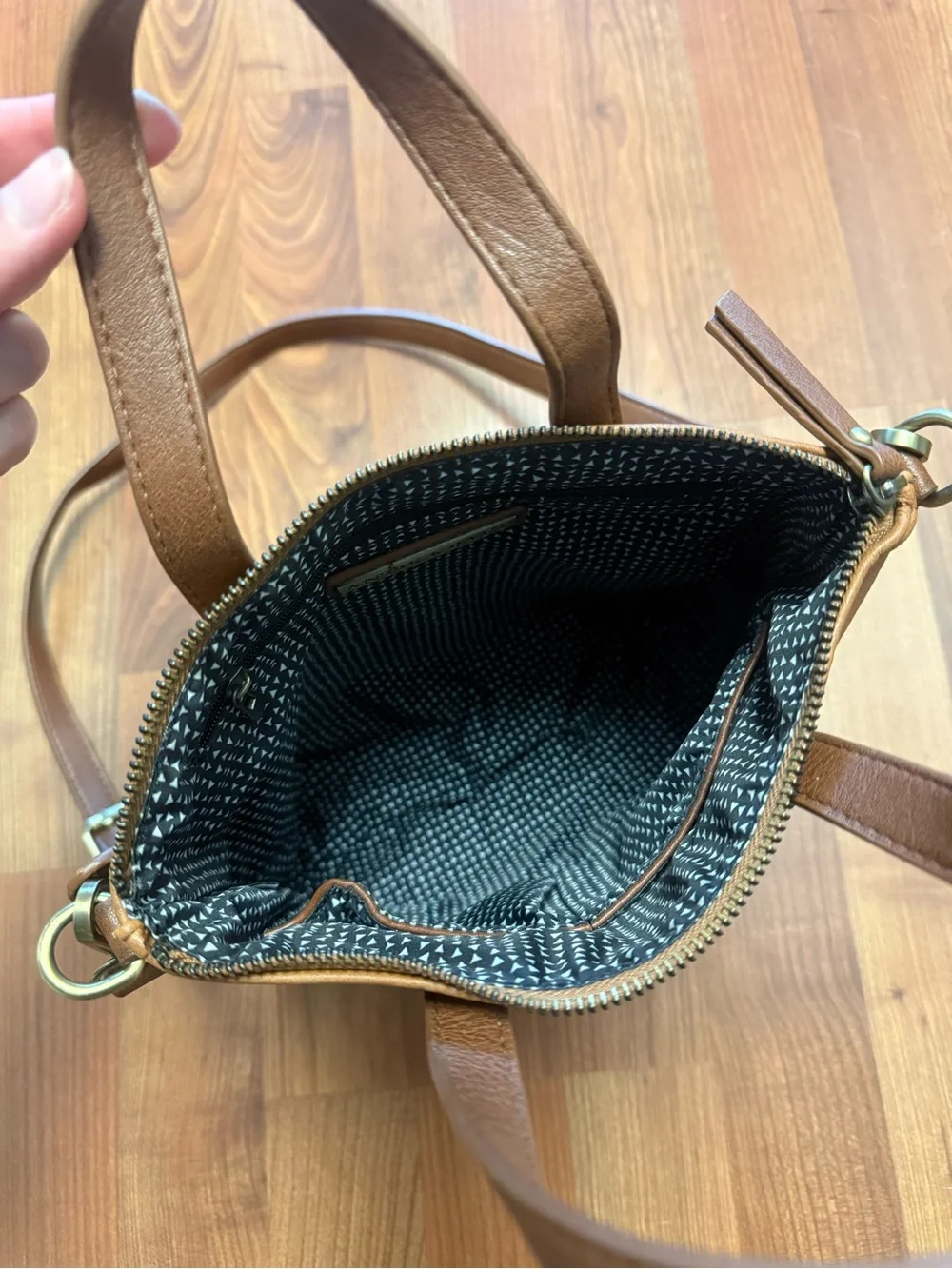 Antik Kraft Cognac Brown Leather Crossbody Tote